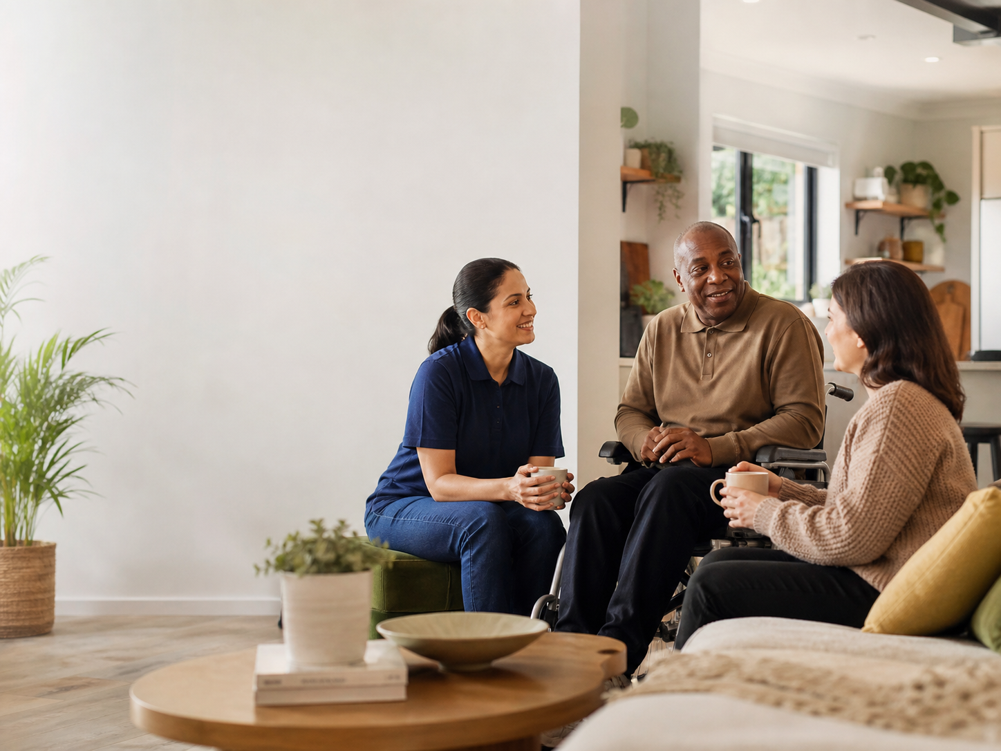 Care worker supporting a person at home